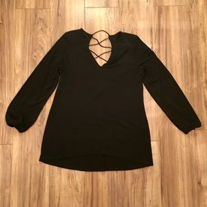 Express Black Lace-Up Backless Tunic